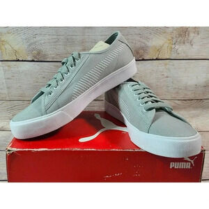 Puma Women's Bari Tennis Shoe Size 8 Gray White Lace Up Soft Foam Canvas New